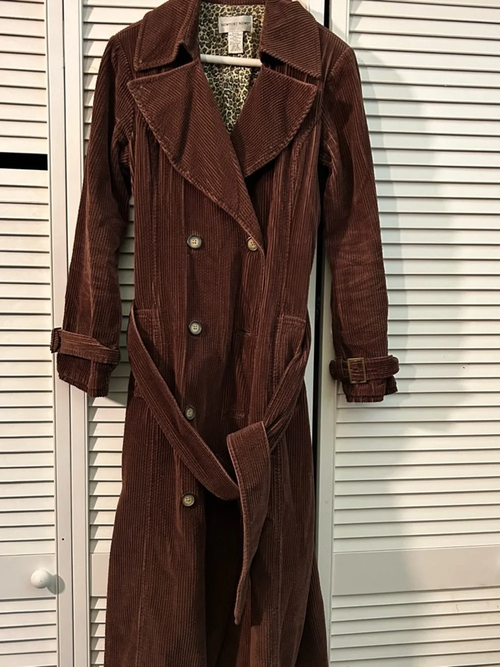 Newport News Brown Corduroy Double-Breasted Trench Coat - Picture 1 of 4